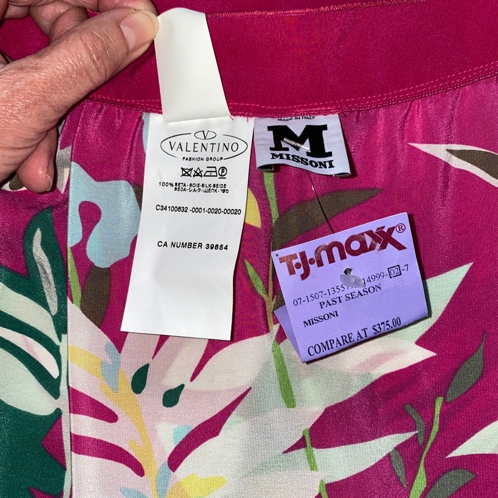 Missoni Silk Skirt Floral Scarf Pink Coquette Y2K Vintage Luxury Size XS New - Picture 15 of 16